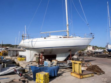 Murter, Coratia Ağustos Kuru havuzlar, 29 Ağustos 29.2017, geminin tamirde. 2017, Murter, Coratia