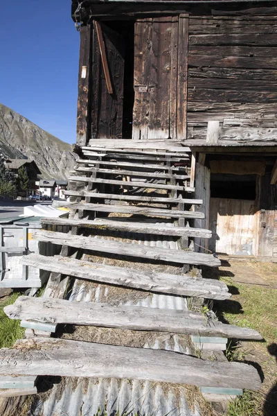 Vieux Escaliers Bois Livigno Italie — Photo