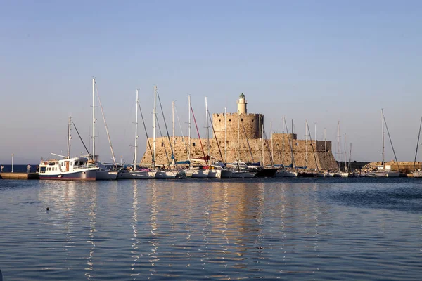 Zugang Zum Hafen Von Rhodos Griechenland — Stockfoto