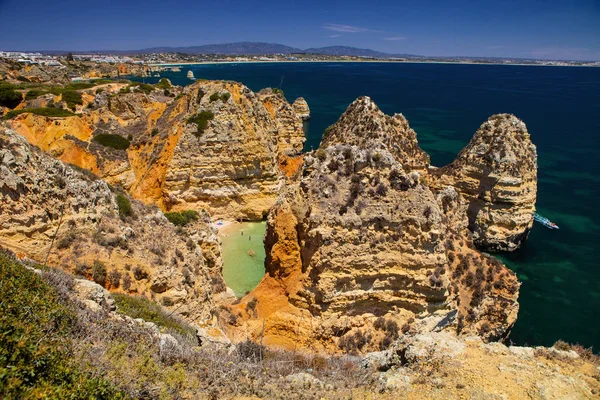 Belas Formações Rochosas Costa Algarve Portugal — Fotografia de Stock
