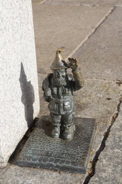 Wroclaw, Polonya - Eylül 17.2015:, cüceler şehir sembolü, eski şehrin ana Meydanı, Eylül 17.2015 Wroclaw, Polonya