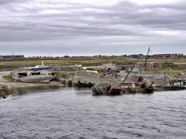 Port Stanley, Falkland Adaları mezarlıkta tekne / Malvinas