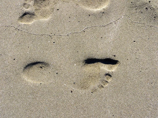 Women Footprint Sand Lady Mile Beach Limassol Cyprus — стоковое фото