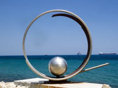 LIMASSOL, CYPRUS, JUNE 21 2018: View of the colonnade along the se.  June 21 2018, Limassol, Cyprus