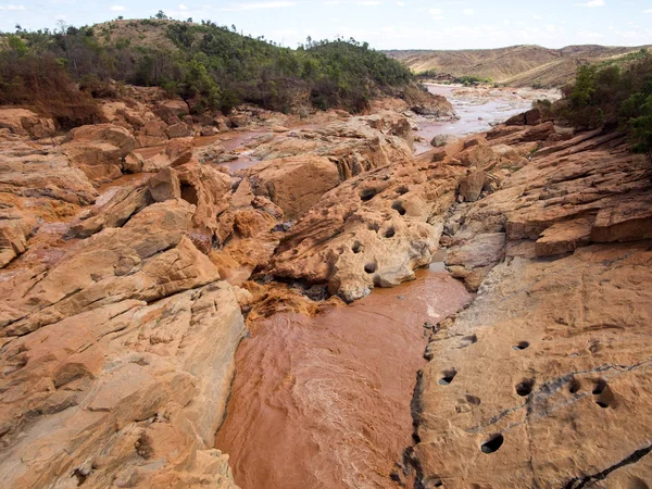 Lecho Rocoso Del Río Betsiboka Después Fuertes Lluvias Norte Madagascar — Foto de Stock