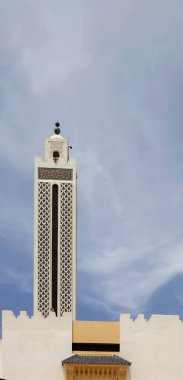 büyük bir şekilde dekore edilmiş minare, Casablanca, Morocco 