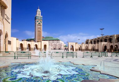 the beautiful  mosque Hassan second, vith fountain, Casablanca, Morocco clipart