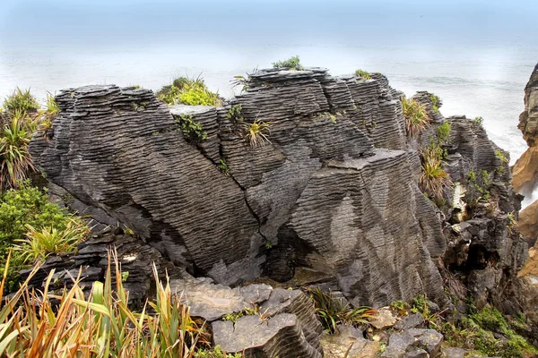 Bizarr Rock Alkotta Erózió Punakaiki Zéland Déli Szigetén — Stock Fotó