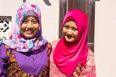  Festively ramazan, sonunda Müslüman kadınlar Nusa Penida-Bali, Endonezya giyinmiş