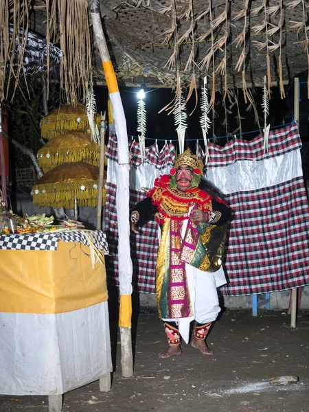 Ceremonias Hindúes Balinesas Narradores Populares Con Máscaras Demoníacas Nusa Penida —  Fotos de Stock