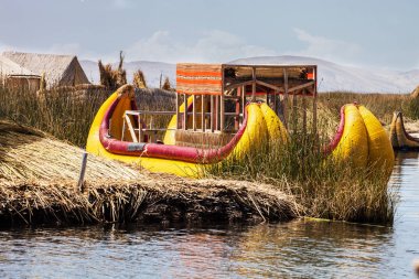 Reed tekne Güney Peru Titicaca dünyada en yüksek Gölü 