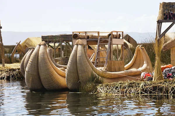 Botes Caña Tradicionales Lago Titicaca Perú — Foto de Stock