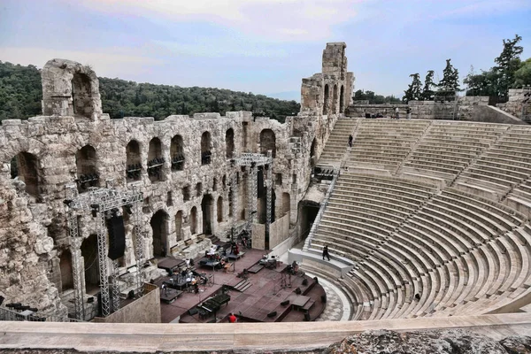 Schöne Korinthische Hänge Bilden Die Kolonnade Athen Griechenland — Stockfoto