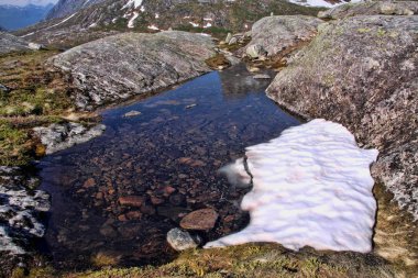 Norveç dağlarda eriyen kar