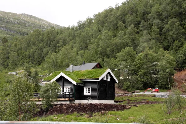 Maisons Typiques Bois Sur Côte Norvégienne — Photo