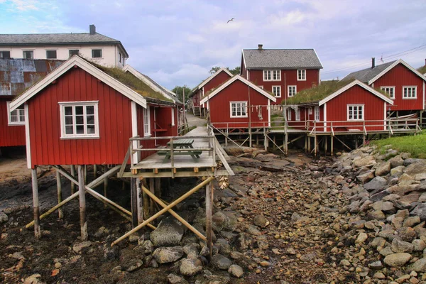 Типичные Дома Побережье Норвегия — стоковое фото