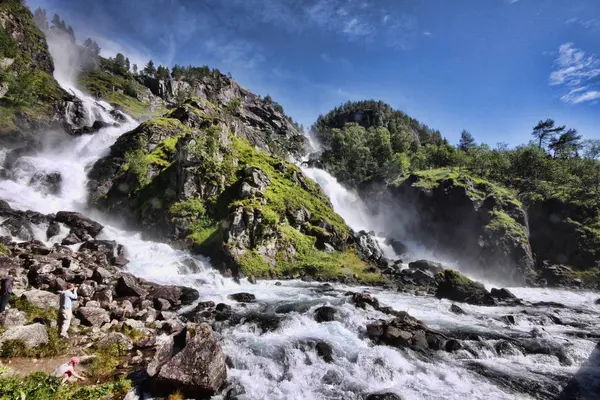 Beautiful waterfalls in the Norwegian mountains, Norway, Scandinavia