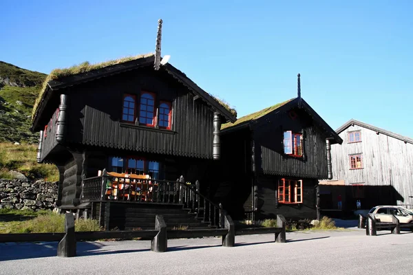 Casas Madeira Tradicionais Noruega Escandinávia — Fotografia de Stock
