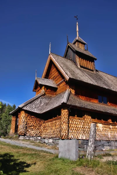 Hermosa Iglesia Madera Noruega — Foto de Stock