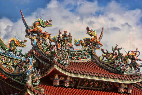 Smoki Tradycyjny Dach Ozdoba Tajwan — Zdjęcie stockowe