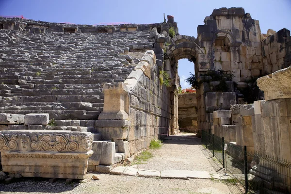 Ruinas Del Antiguo Anfiteatro Side Turquía — Foto de Stock