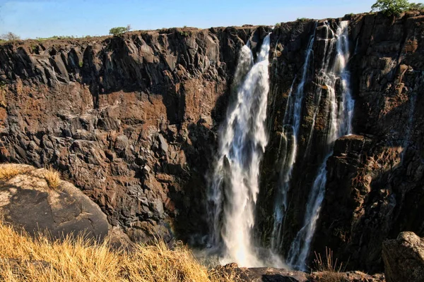 Flujos Agua Cataratas Victoria Zambia — Foto de Stock