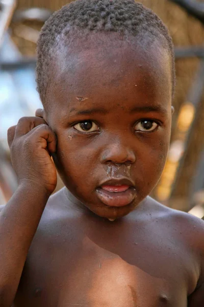 Niño Negro Lindo Noviembre Victoria Cae Zambia — Foto de Stock