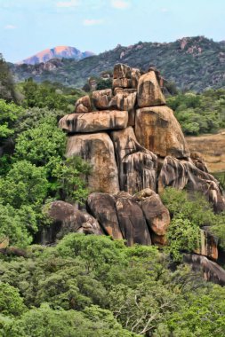 Güzel kayalık oluşumlar Matopos Milli Parkı, Zimbabve