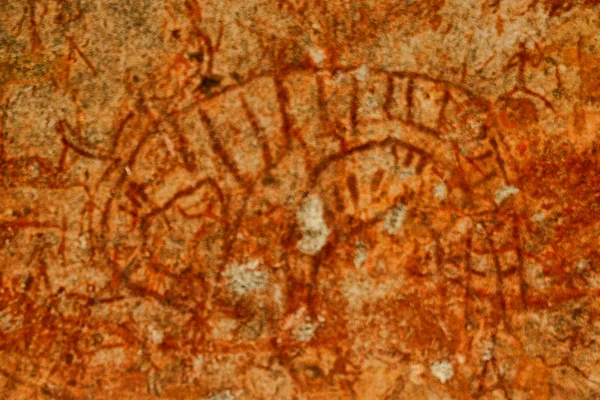 Bushmen Rock Painting Human Figures Antelopes Giraffe Matopos National Park — Stock Photo, Image