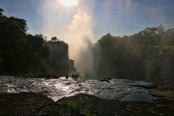 Vatten Splittrar Omslag Victoria Falls Zimbabwe — Stockfoto