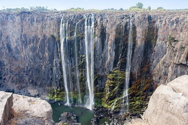 Impresionantes Cascadas Victoria Durante Sequía Zimbabwe — Foto de Stock