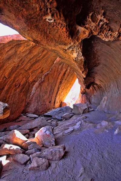 A picturesque rock formation in the red center of Australia