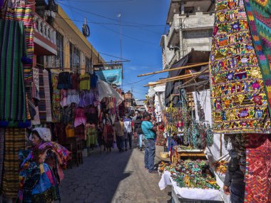  Meşgul Pazar pazarı Chichicastenango, Guatemala