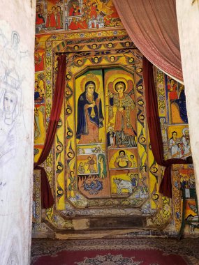 Etiyopya'da Tana Gölü'ndeki Tana Haik Asus United manastırının duvarlarında dini freskler