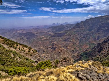 Simien dağ milli parkı güzel manzara, Etiyopya