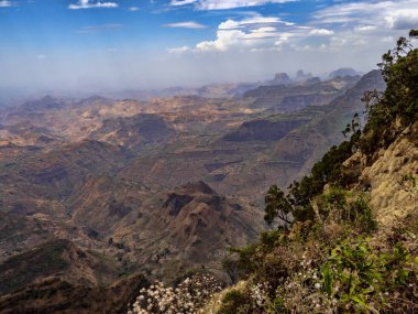 Simien dağ milli parkı güzel manzara, Etiyopya