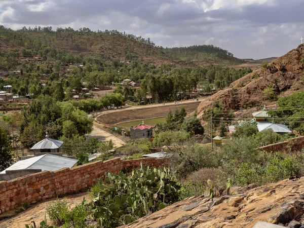 Vue d'en haut sur le bain Reine de Shebas, Mai Shum. Aksum, Éthiopie . — Photo