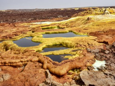 Danakil depresyonundaki tuz kristalleri inanılmaz çeşitlilikte renkler oluşturur. Etiyopya