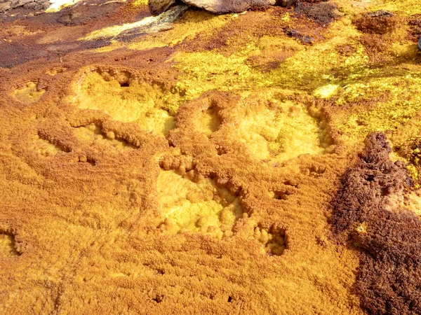 Los cristales de sal en la depresión de Danakil crean una increíble variedad de colores. Etiopía — Foto de Stock