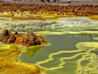 Çeşitli fumaroles Danakilian depresyon, buhar ortaya çıkar ve su dışarı akar. Etiyopya