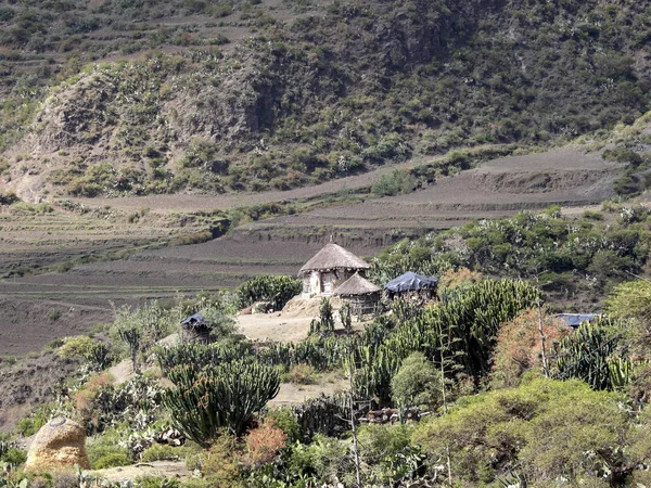 Terres agricoles cultivées dans un paysage montagneux, Ethiopie — Photo