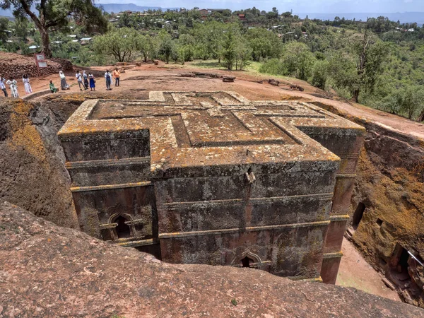 Iglesia de San Jorge, está tallada en la roca, Lalibela, Etiopía — Foto de Stock