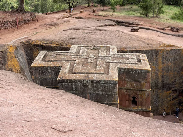 Iglesia de San Jorge, está tallada en la roca, Lalibela, Etiopía — Foto de Stock