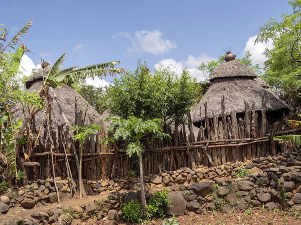 Traditionelles Dorf Konso, UNESCO-Weltkulturerbe, Äthiopien — Stockfoto