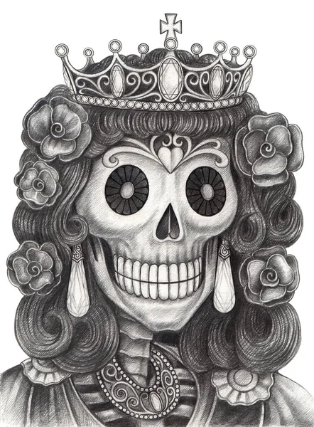 Skull Queen Handtekening Papier — Stockfoto
