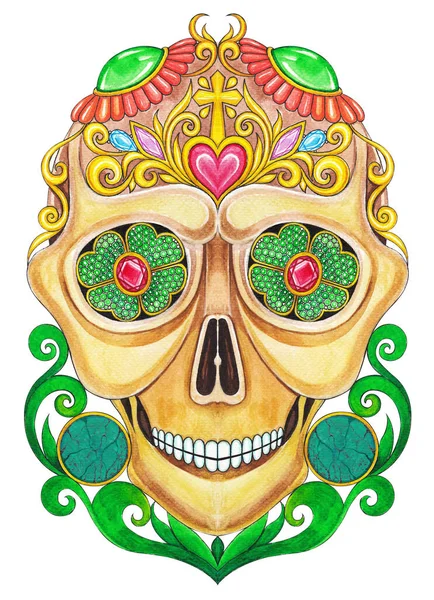 Sugar Skull Day Dead Hand Painting Paper — Stock Photo, Image