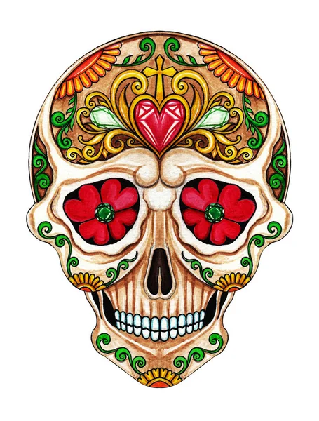 Sugar Skull Day Dead Hand Painting Paper — Stock Photo, Image