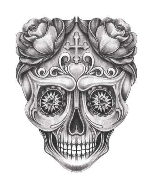 Suagr Skull Day Dead Hand Drawing Paper — Stock Photo, Image