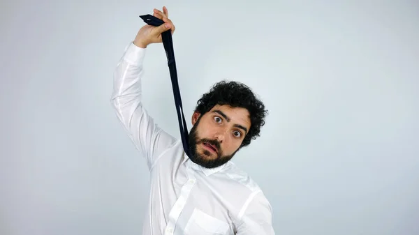 Giovane Uomo Affari Con Cravatta Gesto Disperazione — Foto Stock