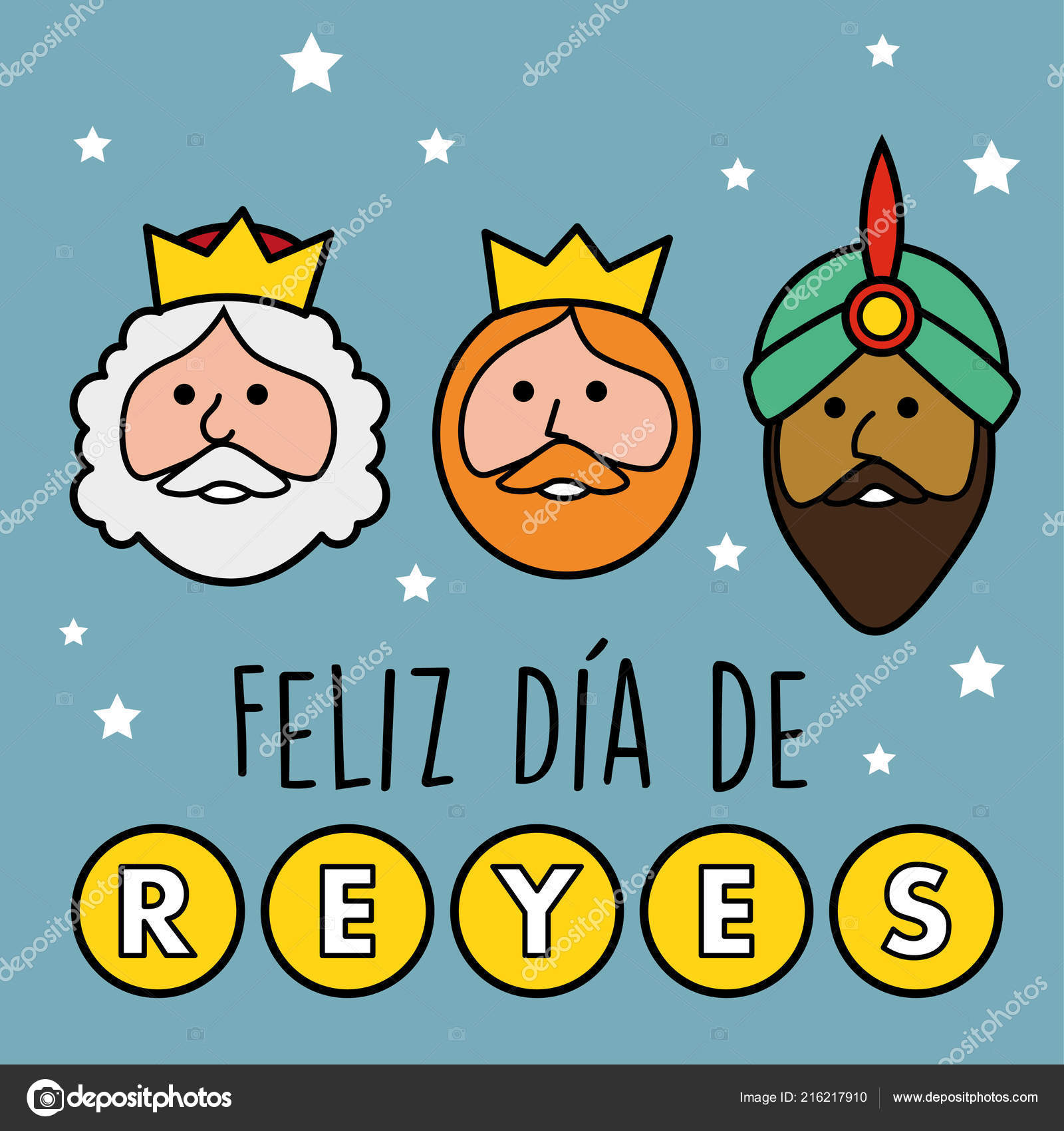 Three Kings Orient Happy Day Kings Happy Epiphany Written Spanish Stock